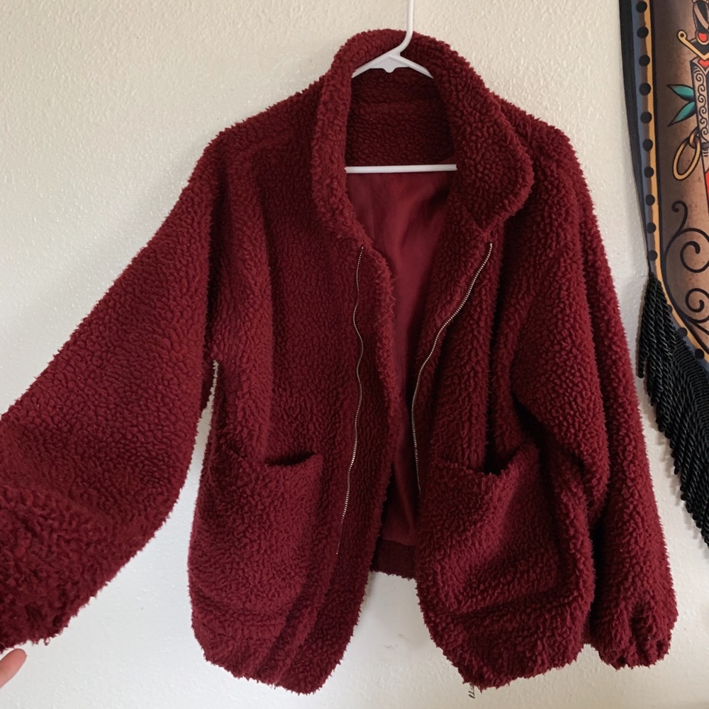maroon teddy bear coat 🧸